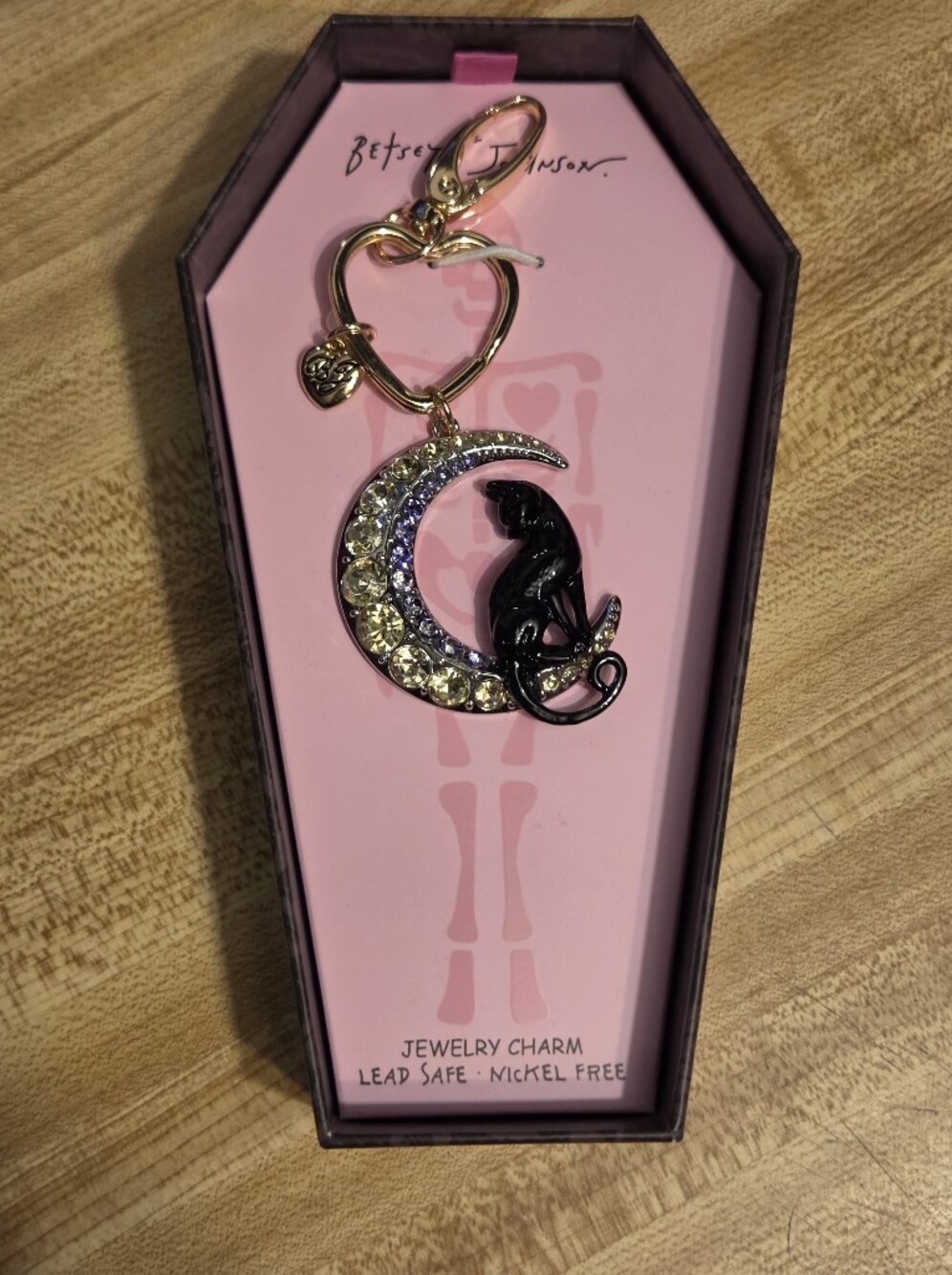 Betsey Johnson NWT/NIB Cat & Moon Bag Charm/Keychain - Picture 3 of 5